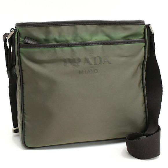 Prada Plaque Triangle Khaki Green Crossbody Nylon - Picture 1 of 8